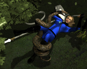 Картинка kraven`s+sport 3д+графика fantasy+ фантазия змея девушка