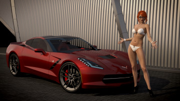 Картинка автомобили 3д девушка автомобиль
