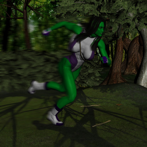 Обои картинки фото kraven`s sport, 3д графика, fantasy , фантазия, лес, бег, девушка