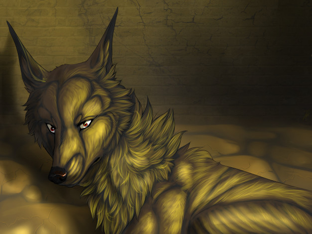 Обои картинки фото рисованные, животные,  сказочные,  мифические, собака