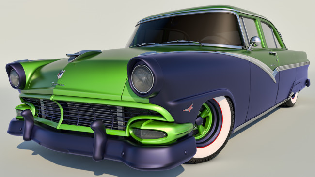 Обои картинки фото автомобили, 3д, 1956, ford, fairlane, town, sedan