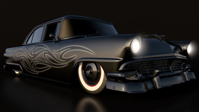 Обои картинки фото автомобили, 3д, town, fairlane, ford, 1956, sedan