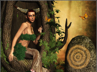 Картинка 3д+графика эльфы+ elves бабочки фон взгляд эльфийка