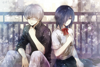 Картинка аниме tokyo+ghoul ken kaneki kirishima touka