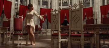 Картинка 3д+графика люди+ people девушка взгляд фон стол стулья