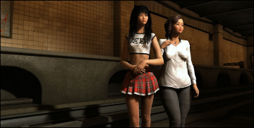 Картинка 3д+графика люди+ people девушки взгляд фон