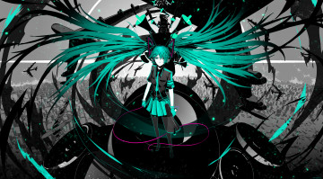 Картинка аниме vocaloid взгляд девушка синие hatsune miku волосы арт arsenixc