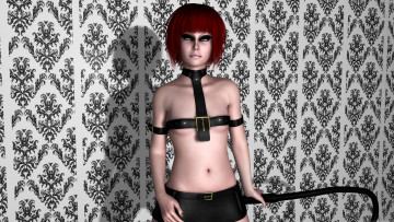 Картинка 3д+графика люди+ people рыжая фон взгляд девушка