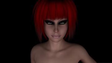 Картинка 3д+графика портрет+ portraits рыжая фон взгляд девушка