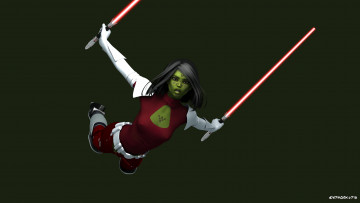 Картинка 3д+графика существа+ creatures существо фон взгляд девушка оружие