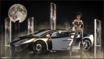 Картинка автомобили 3d+car&girl девушка фон автомобиль взгляд