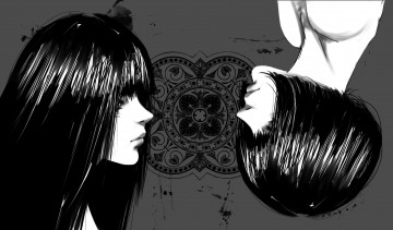 Картинка аниме unknown +другое девушки монохромное