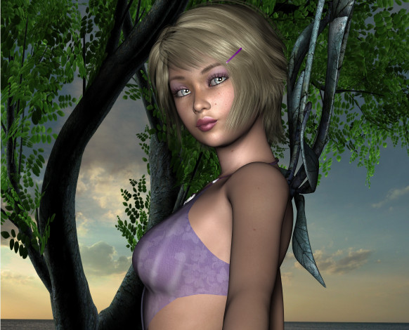 Обои картинки фото 3д графика, люди , people, девушка, взгляд, фон