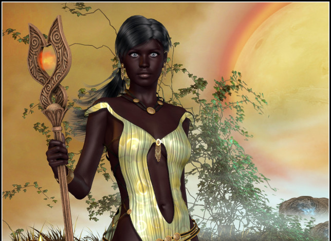 Обои картинки фото 3д графика, люди , people, шест, фон, взгляд, девушка