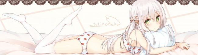 Обои картинки фото аниме, unknown,  другое, взгляд, лежит, девушка, 3105mitoko, tsuchikure