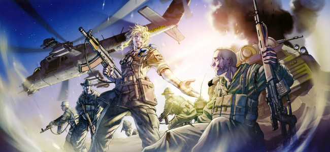 Обои картинки фото аниме, black lagoon, солнце, кровь, оружие, солдат, танк, автомат, вертолёт, девушка, мужчина, шляпа, hiroe, rei, balalaika