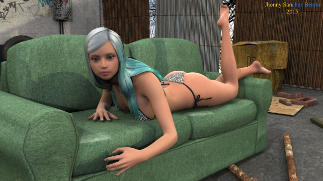 Обои картинки фото 3д графика, люди , people, фон, взгляд, девушка, диван