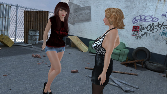 Обои картинки фото 3д графика, люди , people, граффити, стена, взгляд, фон, девушки