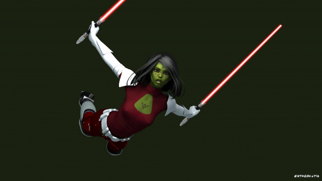 Обои картинки фото 3д графика, существа , creatures, существо, фон, взгляд, девушка, оружие