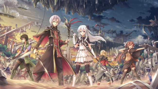 Обои картинки фото аниме, оружие,  техника,  технологии, девушки, парни, арт, asakurashinji, фантастика