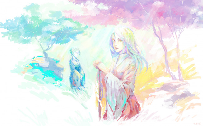 Обои картинки фото аниме, unknown,  другое, дерево, девушки, арт, arsenixc