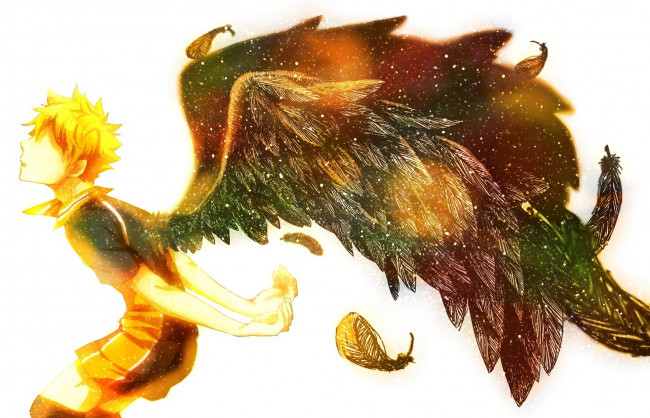 Обои картинки фото аниме, haikyuu, hinata, shouyou, крылья, парень