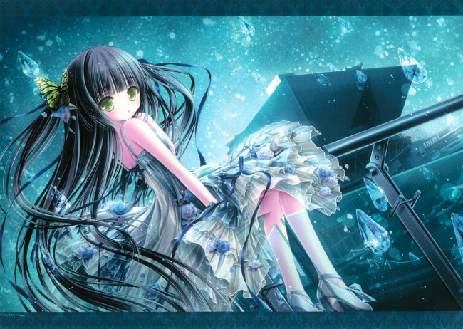 Обои картинки фото аниме, unknown,  другое, взгляд, девушка, арт, tinkle