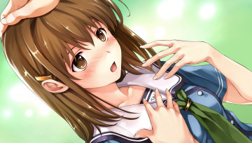 Картинка аниме suiheisen+made+nan+mile девушка фон взгляд