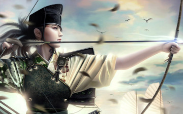 Картинка фэнтези девушки девушка лук стреляет азиатка