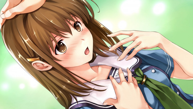 Обои картинки фото аниме, suiheisen made nan mile, девушка, фон, взгляд