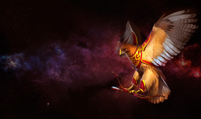 Обои картинки фото рисованное, животные,  птицы,  орлы, стрела, птица, gaudibuendia, сокол, колчан, арт, хищник