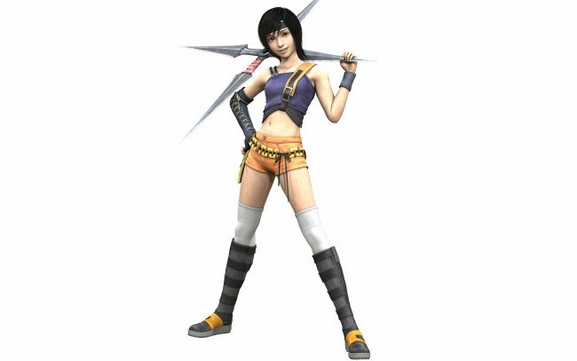 Обои картинки фото аниме, final fantasy, kisaragi, yuffie, оружие, девушка