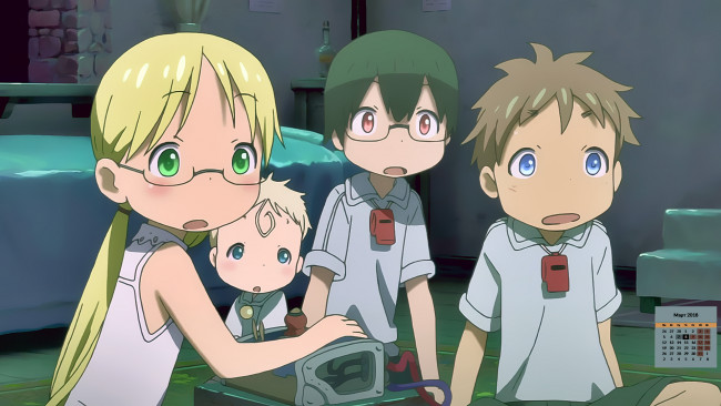 Обои картинки фото календари, аниме, девочка, мальчик, взгляд, 2018, дети