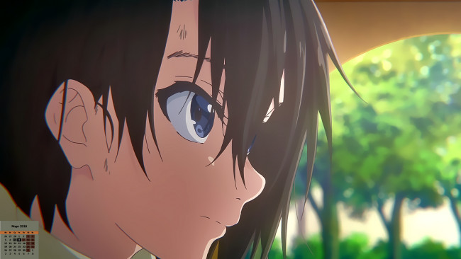 Обои картинки фото календари, аниме, лицо, мальчик, взгляд, 2018