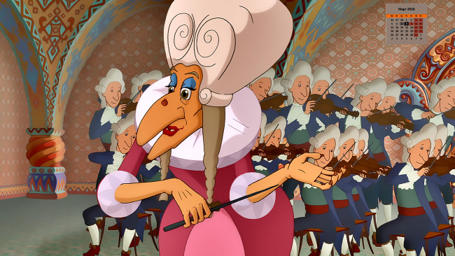 Обои картинки фото календари, кино,  мультфильмы, 2018, парик, старуха, музыкант, взгляд