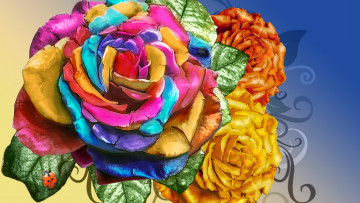 Картинка рисованное цветы фон розы