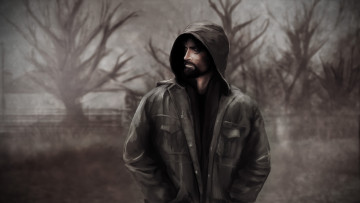 Картинка рисованное кино капюшон борода куртак фон мужчина