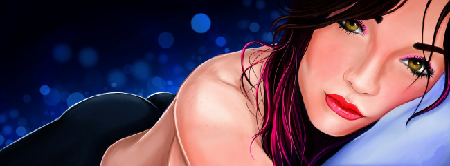 Обои картинки фото рисованное, люди, взгляд, фон, девушка