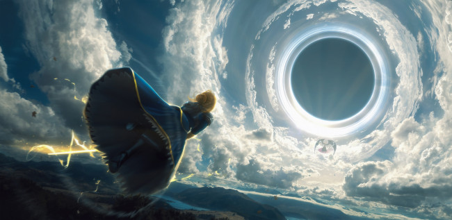 Обои картинки фото аниме, fate, stay night,  grand order,  apocrypha, летит