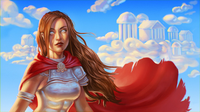 Обои картинки фото фэнтези, девушки, девушка, фон, взгляд, латы