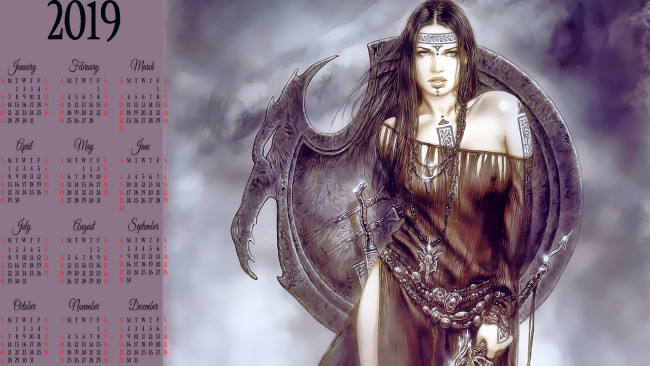 Обои картинки фото календари, фэнтези, тату, девушка, оружие
