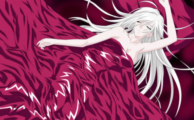 Обои картинки фото аниме, rosario   vampire, девушка, постель