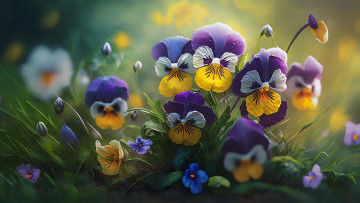 Картинка рисованное цветы темный фон стол букет чайник тарелка чашка посуда