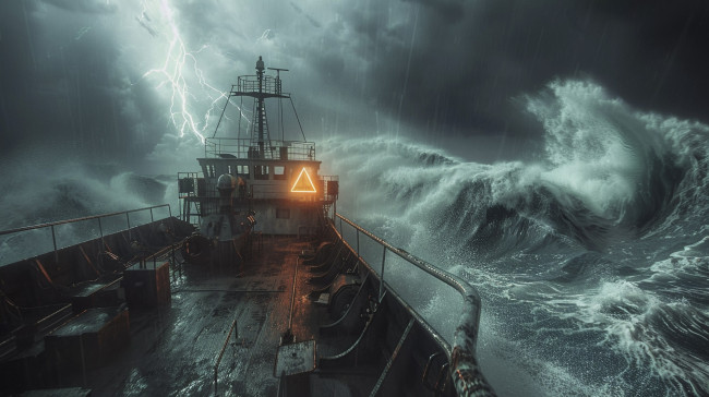 Обои картинки фото корабли, 3d, нейросеть, шторм, корабль