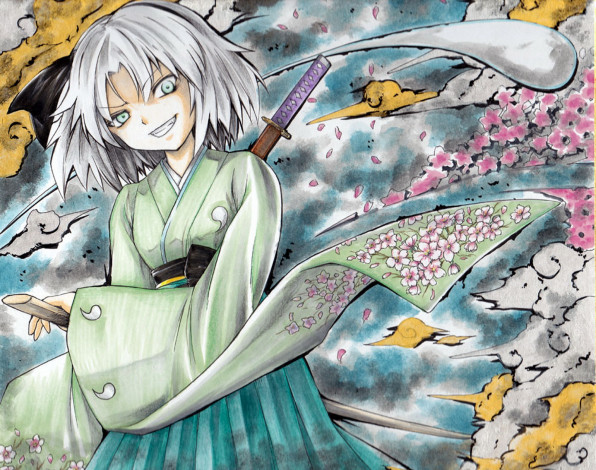 Обои картинки фото аниме, touhou, Ёму, конпаку