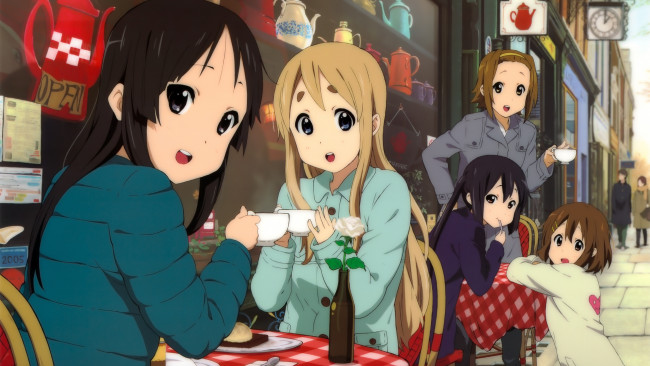 Обои картинки фото аниме, on, девушки