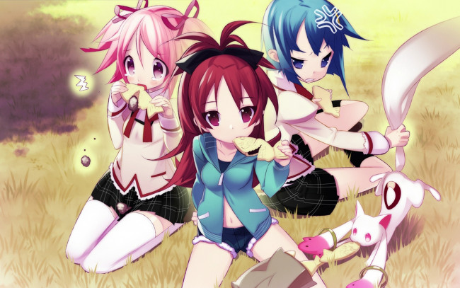 Обои картинки фото аниме, mahou, shoujo, madoka, magika, девушки