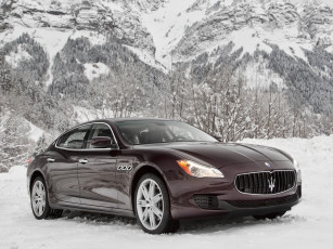Картинка автомобили maserati q4 quattroporte машина снег горы