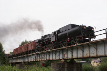 Картинка техника паровозы мост паровоз состав