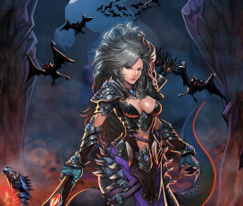 Картинка фэнтези красавицы+и+чудовища летучие мыши меч хвост девушка